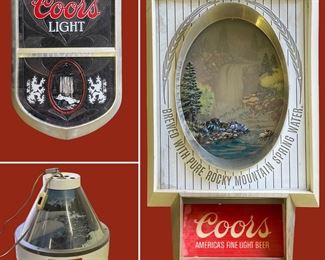 Coors lighted lamps and signs - Cool! (need fresh bulbs)