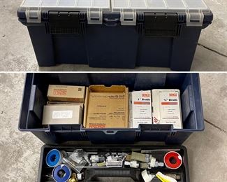 Tool box with brad nails and air tool fittings