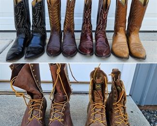 Men's cowboy boots & packers - 9 1/2 to 10 1/2
