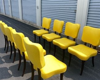 Custom upholstered yellow fabric chairs (8) “Royere” style
$300 each