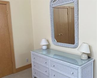Lexington wicker dresser and mirror