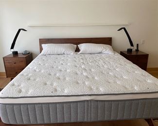 Modern king platform bed and 2 matching nightstands