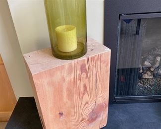 Matching wood block side tables 