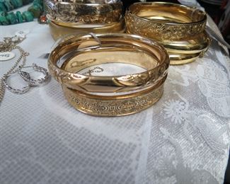 Antique gold filled bangle bracelets.  Winard,  & Wells. 