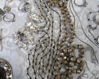 Beautiful crystal and glass bead necklace.  Weiss rhinestone clip-on earrings.