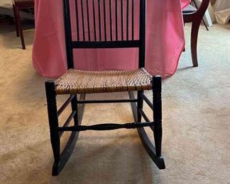 Antique Rocker with Basket Weave Seat