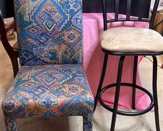 Colorful Side Chair and Swivel Bar Stool