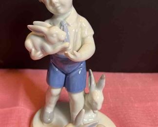 Gerold Porcelain Figurine Little Boy with Rabbits
