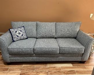 Black & White Tweed Sofa.  Contemporary Style.  Loose Cushions