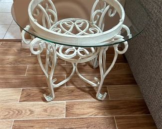 Metal & Glass Side Table, Round