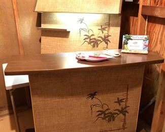 Fabulous 2pc TIKI bar and wall back mount with light    Circa 1940s-50s