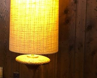 Outstanding 4' Mid Century teak & Cork table lamp, all original
