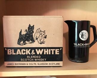 Vintage RARE Blk&Wht collectors pitcher and electric box-works great! 2 barking dogs inside, Circa 1940s-50s