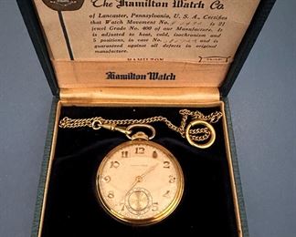 18kt Gold Hamilton 21 Jewel Pocket Watch
