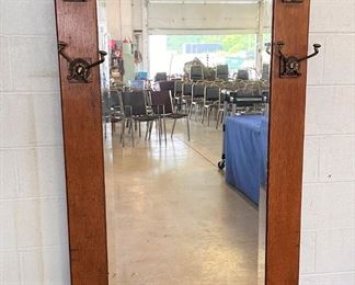 Oak Hall Tree w/Beveled Mirror
