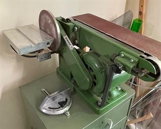 Homeowner is an avid woodworker. Tool chests and tools.