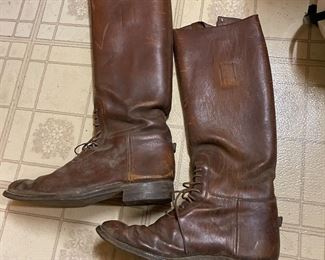 Officer's leather boots for artillery unit in US Army from WWll or late 1940's