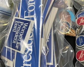 President Ford campaign bumper stickers and other campaign items for 1976