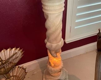Tall vintage alabaster light up pedestal 