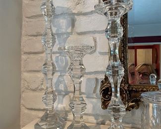 Large crystal candle holders
