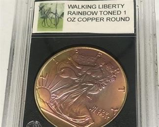 walking liberty rainbow tone copper round