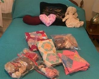 Vintage Dolls and unfinished Antique quilts