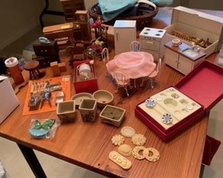 Vintage Doll furnitures and accessories in a cardboard box  down the hall to the first right room