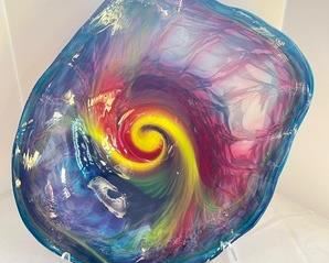 Stunning Impressive Artisan Bowl, measuring about 23" x 22.5" and comes with the stand. See photos for artist's signature
