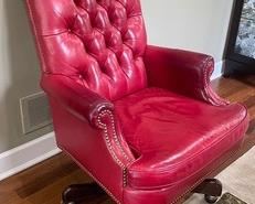 Classy Red Hancock & Moore Leather Office Chair on Casters.
