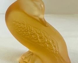 Lalique Yellow Frosted Crystal Duck Figurine, measuring 2.25" l x 1.5" w x 2.25" h 