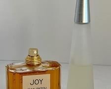 Issey Miyake L' eau D'Issey eau de Toilette 1.6 Ounces Partial Bottle & Joy Jean Patou Paris 2.5 ounces  