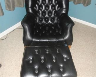 tufted easy chair and stool