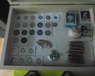 display case of coins