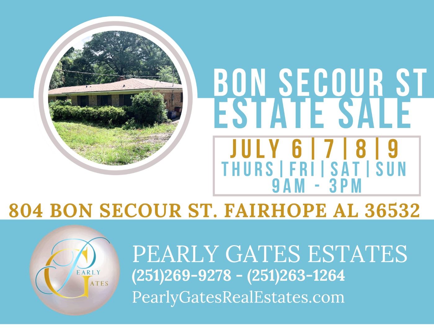 BON SECOUR ST ESTATE SALE in Fairhope, AL starts on 7/6/2023
