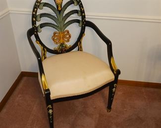 One of two painted Plantation side chairs