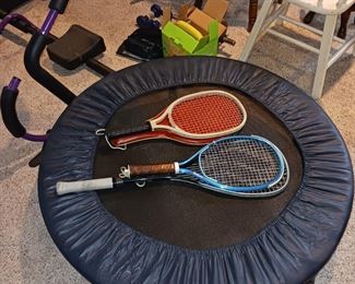 Racquetball racquets mini trampoline