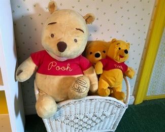 Stuffed Animals, Wicker Basket