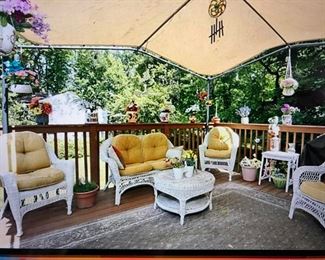 Wicker Love Seat, Chairs & Tables