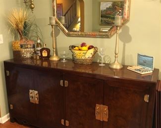 Heritage Side Board, Mirror, Candleholders, Fruit Bowl