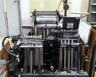 Vintage Heidelberg Windmill Printing Press, 67" x 52" x 75", Includes Various Letter Press Blocks, And More