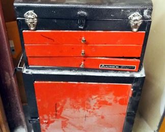 Alltrade Inc. 2 Piece Stacking Rolling Tool Chest With 3 Drawers And Storage Cabinet, 36" x 20" x 12"