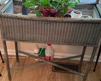 Vintage wicker folk art plant stand 