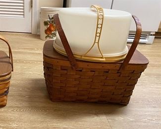 Longaberger Baskets; Tupperware; Vintage Handmade Picnic Basket. 