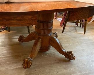 Mid century Lions paw oak table 