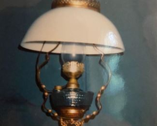 Vintage Art Deco Hanging Oil Lamp (converted to electric)