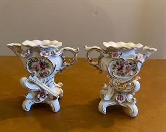 2 Beautiful Floral & Instruments teacup Figurines