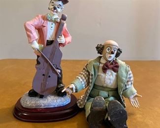 Set Of 2 Ceramic Hobo Clown Figurines