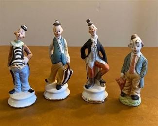 Set Of Ceramic Hobo Clown Figurines 4 Total