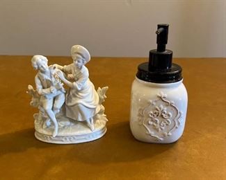 Porcelain Soap Dispenser & Figurine