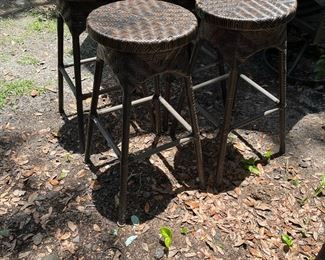 4 Patio wicker top bar stools $100